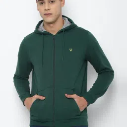 Allen Solly Green Cotton Regular Fit Hooded Weatshirt-picture-25