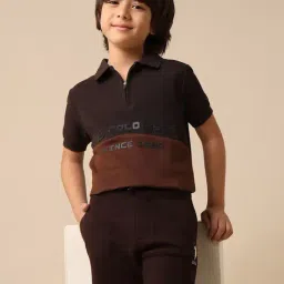 U.S. Polo Assn. Boys Brown Cotton Color Block Polo T-Shirt-picture-41