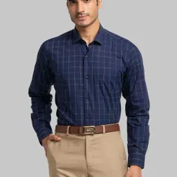 Raymond Blue Cotton Regular Fit Checks Shirt-picture-19