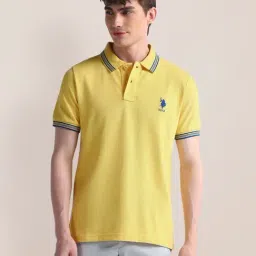 U.S. Polo Assn. Yellow Cotton Slim Fit Polo T-Shirt-picture-19