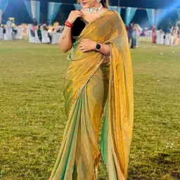 Saree Mall Bronze Silk Embellished Saree with Blouse Piece image 5