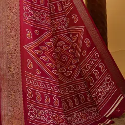 Saree Mall Pink Silk Self Saree with Blouse Piece image 5