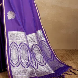 Saree Mall Purple Satin Self Saree with Blouse Piece image 5