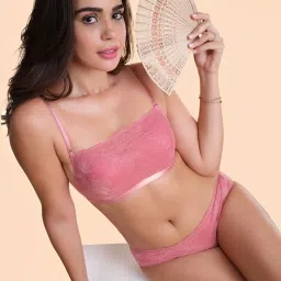 Enamor Dusty Pink Lace Work Push-up Bra image 5