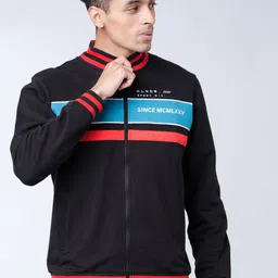 HIGHLANDER Men Typography Printed High Neck Cotton Front-Open Sweatshirt image 1