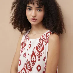 Colour Me By Melange Off White Regular Fit Printed Top image 5