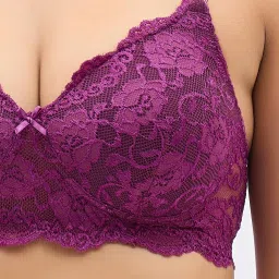 Clovia Purple Lace Full Coverage Bra image 5