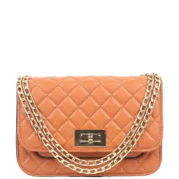 Carlton London Tan Quilted Medium Sling Handbag image 5