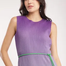 Fablestreet Purple & Green Relaxed Fit Midi Dress image 5