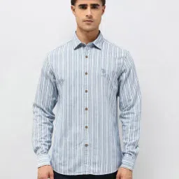 U.S. Polo Assn. Denim Co. Blue Cotton Slim Fit Striped Shirt-picture-27