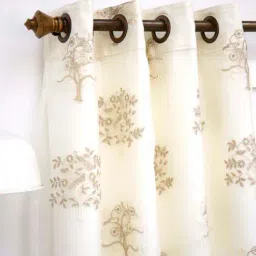 Ariana Nicole White & Beige Polyester 7 Ft. 2-In-1 Door Curtain image 2