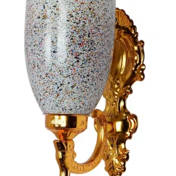 FOS LIGHTING Gold Traditional Wall Sconce with Multicolor Speckled Glass Shade image 5