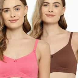 Leading Lady Brown & Pink Full Coverage Non-padded T-Shirt Bra Pack of 2-image-84