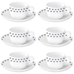 Larah by Borosil White Ceramic Opalware Cup and Saucer Set of 12 140ml-picture-47