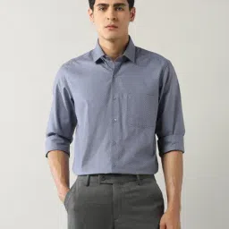 Arrow Grey Cotton Slim Fit Texture Shirt-image-97