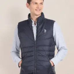 U.S. Polo Assn. Navy Regular Fit Quilted Hooded Jacket image 1
