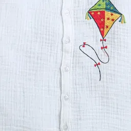 Zip Zap Zoop Boys WHite Regular Fit Embroidered Shirt image 3