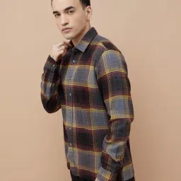Forca By Lifestyle Grey Regular Fit Checks Shirt image 3