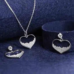 Clara 925 Silver Platinum Plated Swiss Zirconia Cuore Heart Jewellery Set Valentine Gift for Women-picture-13