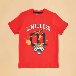 Pantaloons Junior Red Cotton Printed T-Shirt image 3