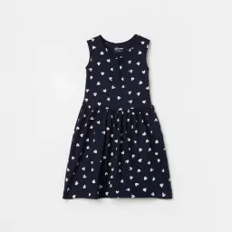 Fame Forever by Lifestyle Kids Navy Cotton Printed Dress-picture-23