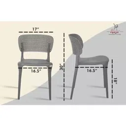 Rose Eva Cafe Elegant Chairs With Backrest Mid Back Grey (Set of 2) image 2