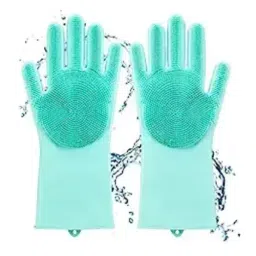 SSWW Silicone Rubber Dish Washing Hand Gloves, Green 13.2 inch Size, (Pack of 10 Pair)-picture-44