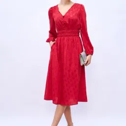 Styli Red Solid A Line Dress image 4