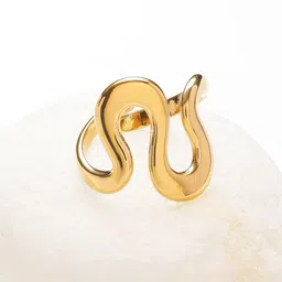 rubans voguish Rubans 18K Gold-Plated Stainless Steel Tarnish-Free Waterproof Fluid Wave Adjustable Ring image 5