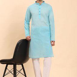 Pro-Ethic STYLE DEVELOPER Men Embroidered Regular Sequinned Pure Cotton Kurta with Pyjamas-picture-36