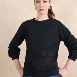 RAREISM Black Cotton Blend Solid Long Sleeves Sweatshirt-image-63