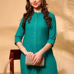 Anouk Women Thread Work Dobby Kurta image 2