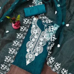 Ishin Embroidered Organza Unstitched Dress Material-picture-35