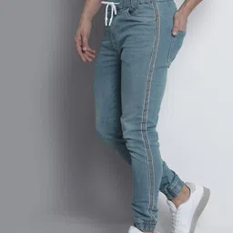 The Indian Garage Co Men Blue Slim Fit Light Fade Stretchable Jogger Jeans-image-93