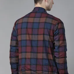 Roadster Men Red & Blue Checked Reversible Tailored Jacket image 3