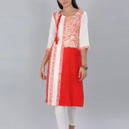 Aurelia Red & White Printed Straight Kurta-picture-30