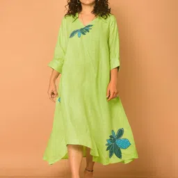 THE HOUSE OF HEMP Floral Sequined A-Line Midi Dress-picture-12