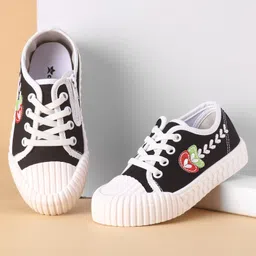 Cute Walk by Babyhug Lace Ups Casual Shoes  with Leaf Embroidered - Black-picture-13