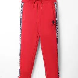 US Polo Assn Cotton Knit Full Length Track Pant Text Print - Red-picture-31