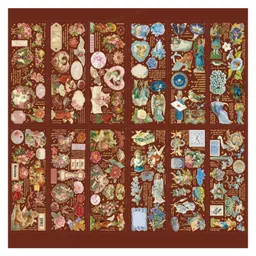 Bunie Retro Flowers Decorative Kawaii Sticker Set - 12 Sheets Random Color & Design-picture-30