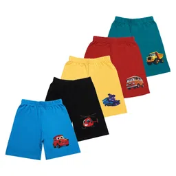 Superminis Cotton Blend Woven Pack Of 5 Vehicles Printed Shorts - Red Black Yellow Sky & Teal Blue-picture-27