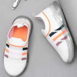TOMSY CHOICE Mesh Detailed LED Slip On Shoes - White-picture-37