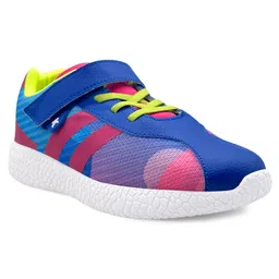 KazarMax Hopits Neon Abstract Designed Velcro Closure Sneakers - Blue image 4