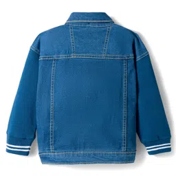 Babyhug Full Sleeves Denim Jacket with Detachable Hood - Blue image 3