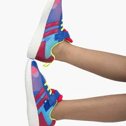 KazarMax Hopits Neon Abstract Designed Velcro Closure Sneakers - Blue image 5