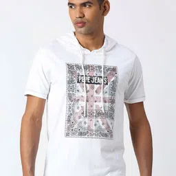 Pepe Jeans Typography Printed Hooded Pure Cotton T-shirt-picture-40