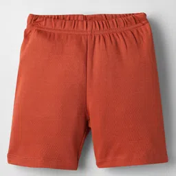 kookie kids india Kookie Kids Single Jersey Knit Shorts Solid & with Animal Print Pack of 3 - White Peach & Rust Orange image 4