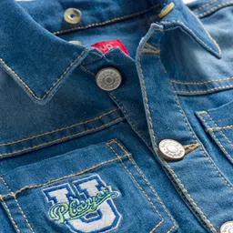 Babyhug Full Sleeves Denim Jacket with Detachable Hood - Blue image 5