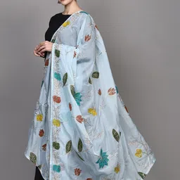 Exotic India Printed Art Silk Dupatta with Sequinned image 4