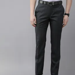 Park Avenue Men Textured Slim Fit Low-Rise Formal Trousers-image-19